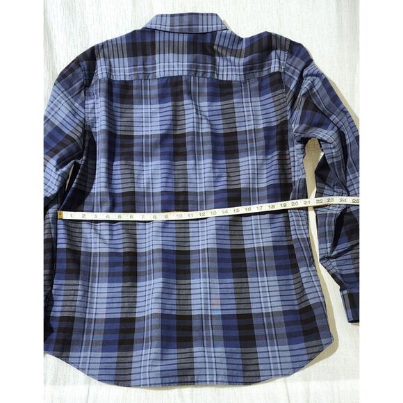 Calvin Klein L Button Down Shirt Men's XL Slim Fit Blue Plaid Long‎ Sleeve - Picture 7 of 9